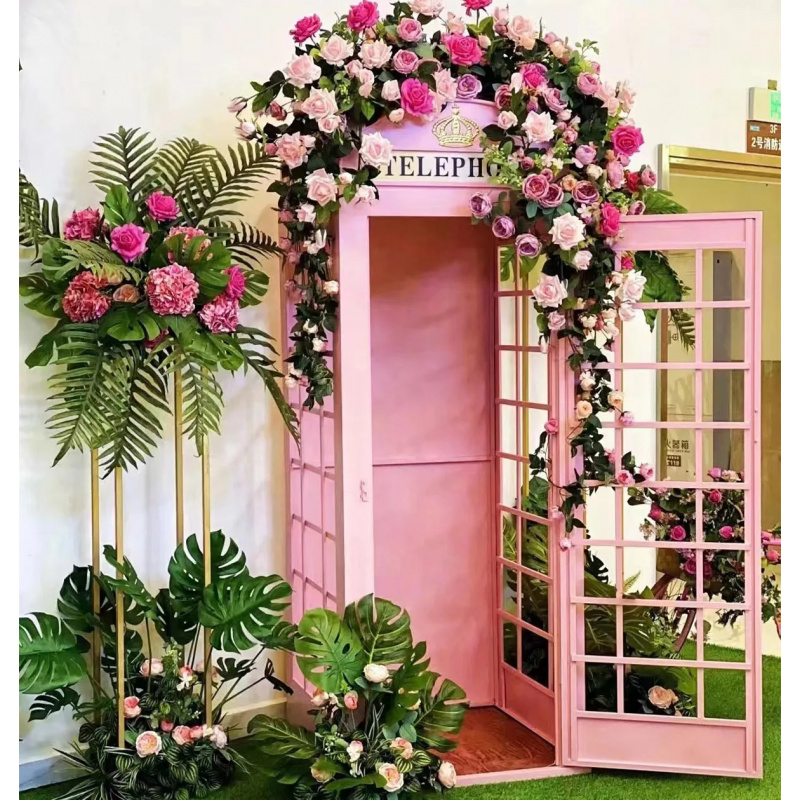 Photo Booth Prop - Cabine Telefônica Rosa Personalizada com Decoração