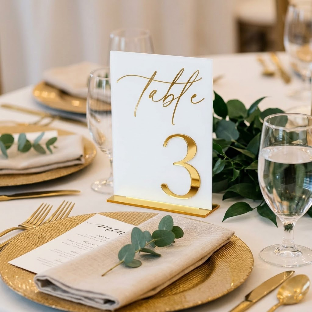 Table Number Gold - Números de Mesa para Casamento 1-10