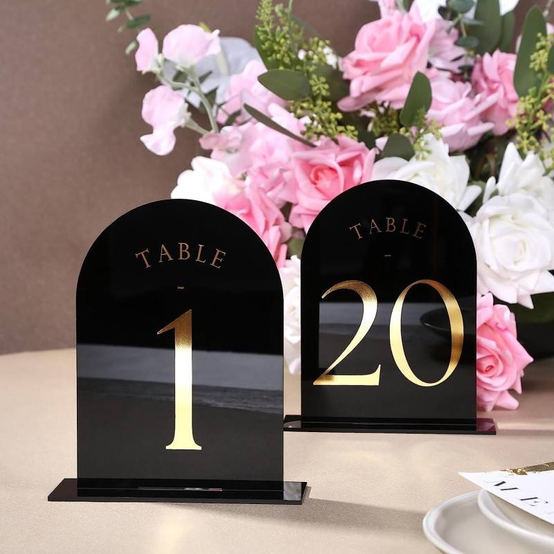 Table Number Gold - Números de tabela acrílicos arqueados, centros