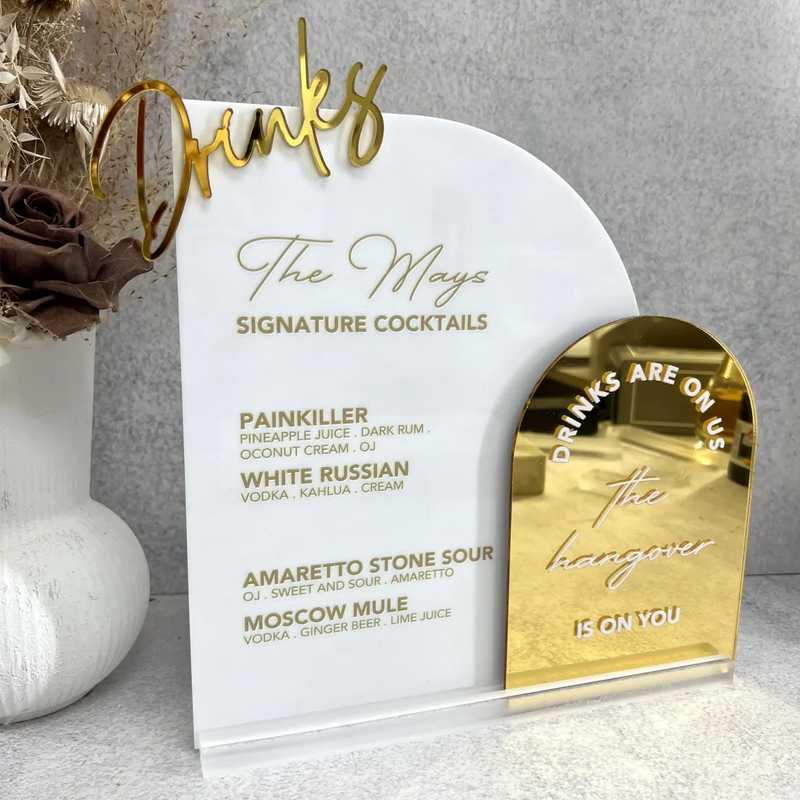Table Number Gold - Menu de bar personalizado com recorte