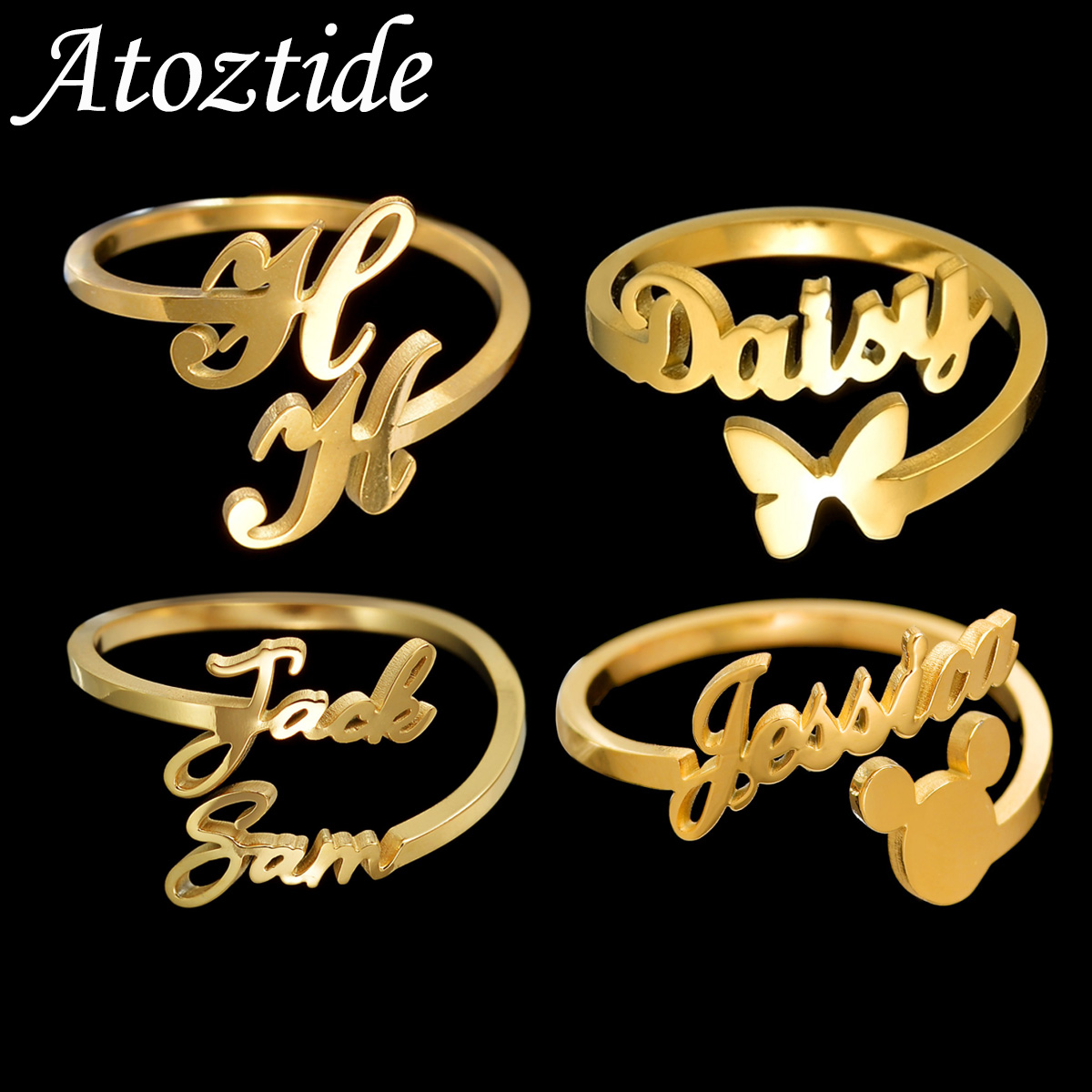 Wedding Zone - Atoztide anéis com nomes personalizados para