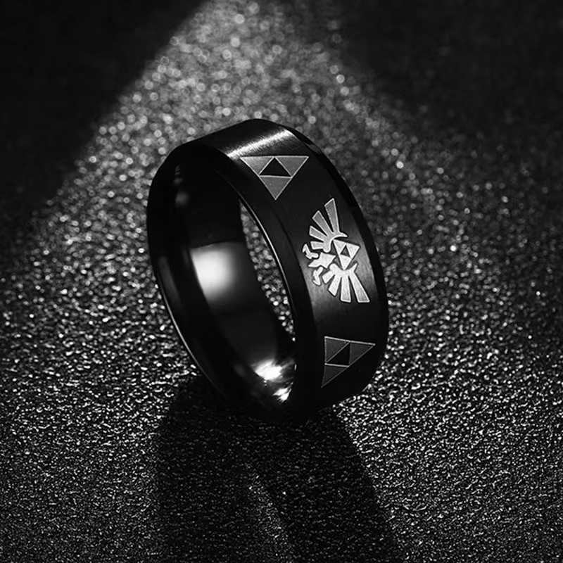 Wedding Zone - Moda anime triforce triângulo banda anel