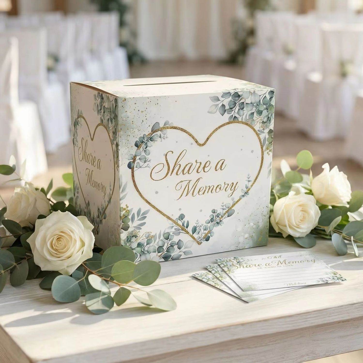 Wedding Card Box - Caixa de Cartões Floral Branca para