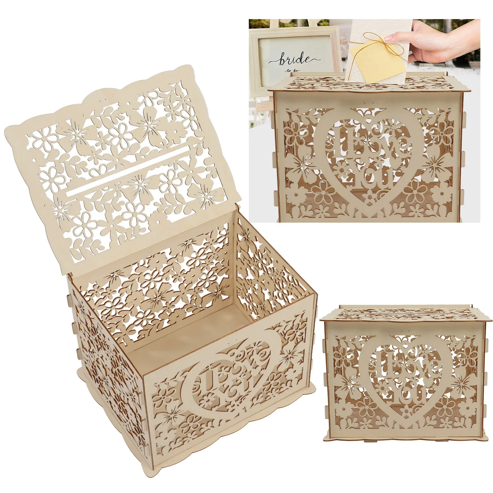 Caixa De Presente De Madeira O - Wedding Card Box avaliação e preço