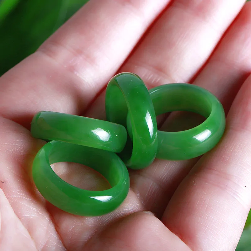 Natural verde hetian jade anel - Wedding Zone avaliação e preço